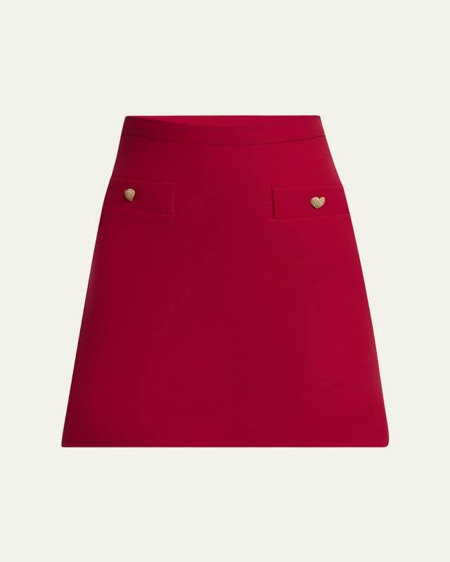 Heart Button Crepe Couture Mini Skirt